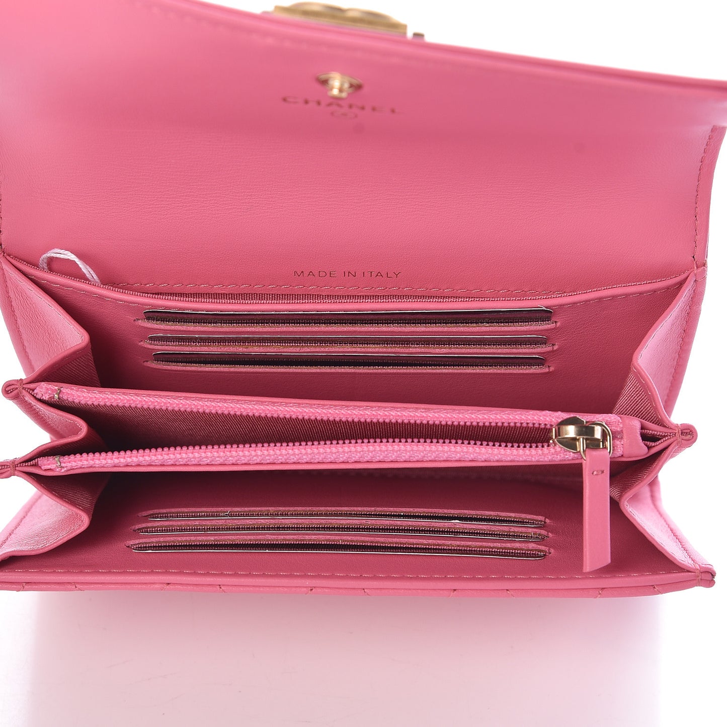 Lambskin Quilted Medium Boy Flap Wallet Pink