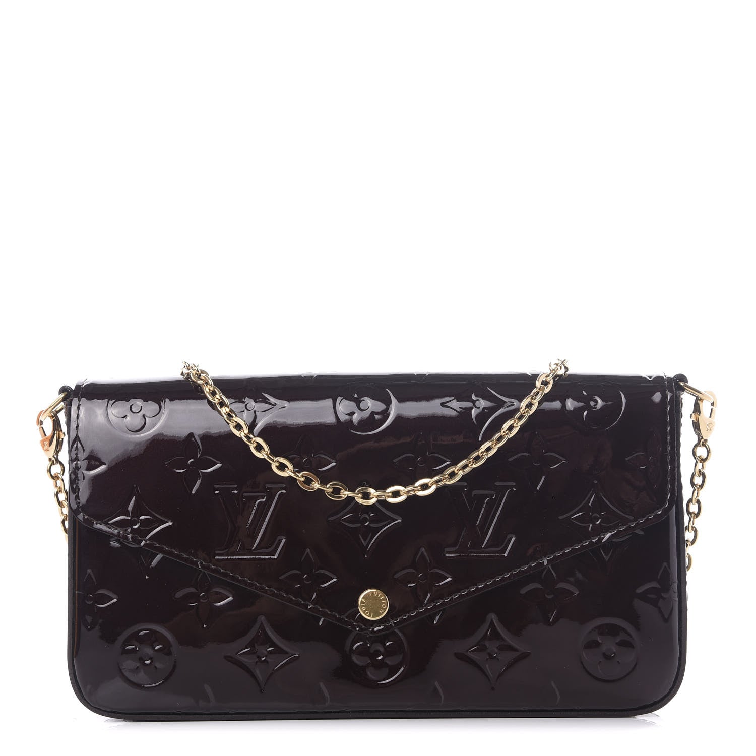 Louis Vuitton Vernis Pochette Felicie Chain Wallet Amarante 1 of 13