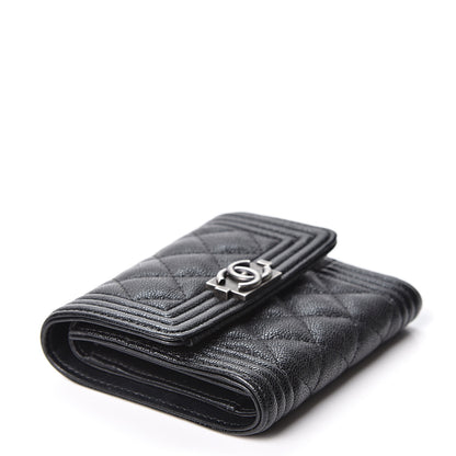Chanel Caviar Quilted Compact Boy Wallet Black 3 of 9