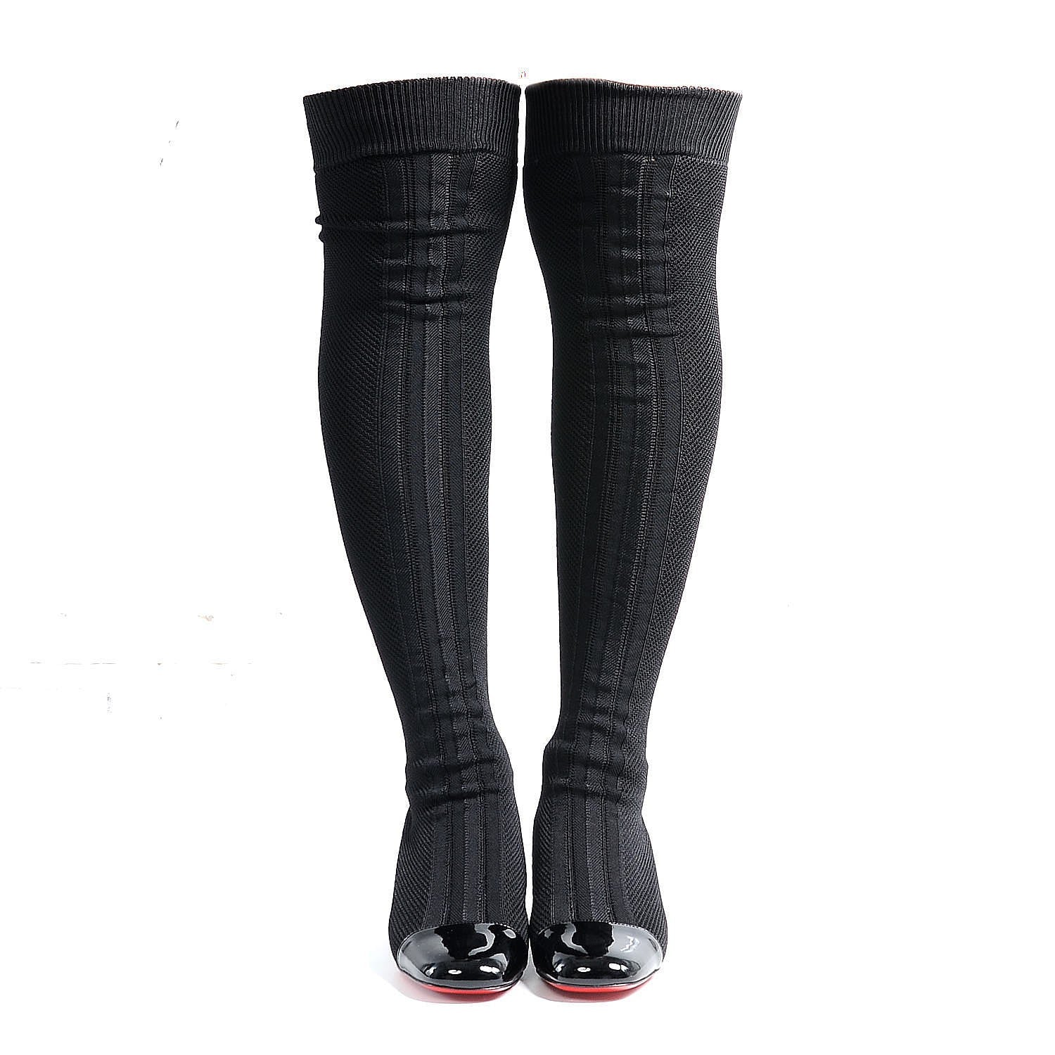 Christian Louboutin Maille Tricot Patent Trebiba 35 Sock Boots 37 Black 4 of 7