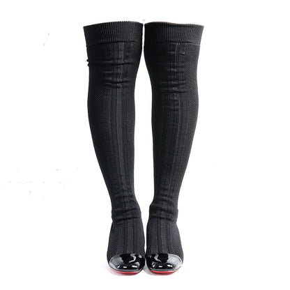 Christian Louboutin Maille Tricot Patent Trebiba 35 Sock Boots 37 Black 4 of 7