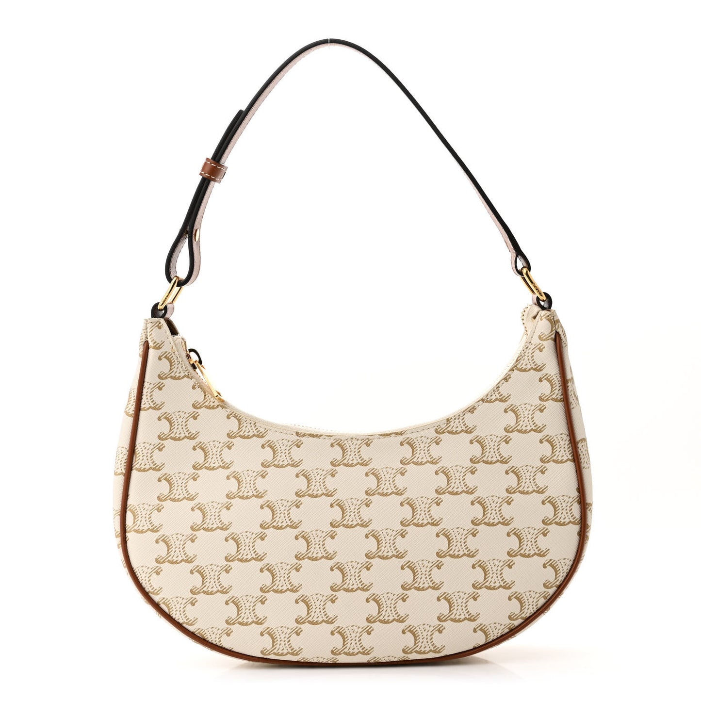 Canvas Calfskin Ava Triomphe Shoulder Bag White