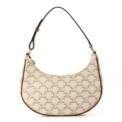 Celine Canvas Calfskin Ava Triomphe Shoulder Bag White 1 of 10