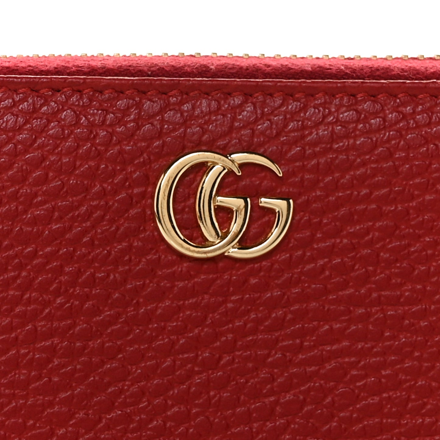 Dollar Calfskin GG Marmont Zip Around Wallet Hibiscus Red