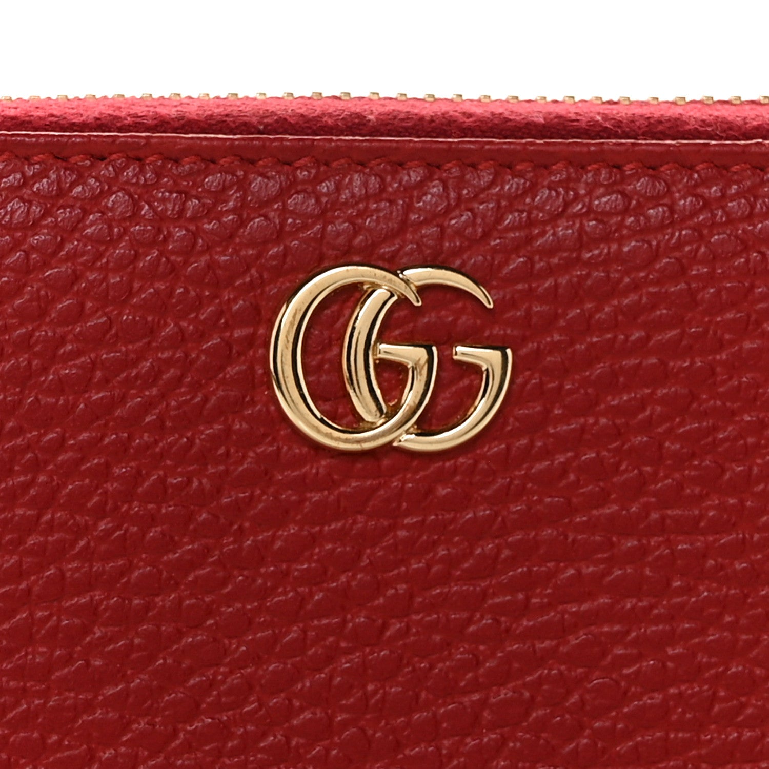 Gucci Dollar Calfskin GG Marmont Zip Around Wallet Hibiscus Red 9 of 10