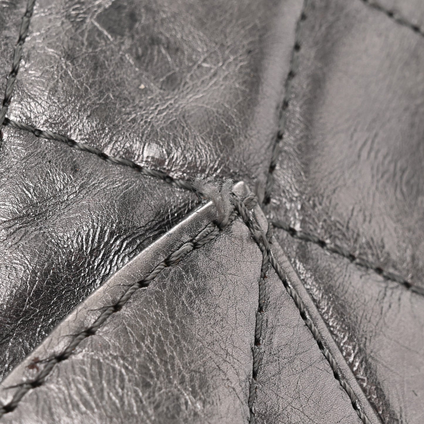 Metallic Aged Calfskin Quilted 2.55 Reissue 227 Flap Dark Silver