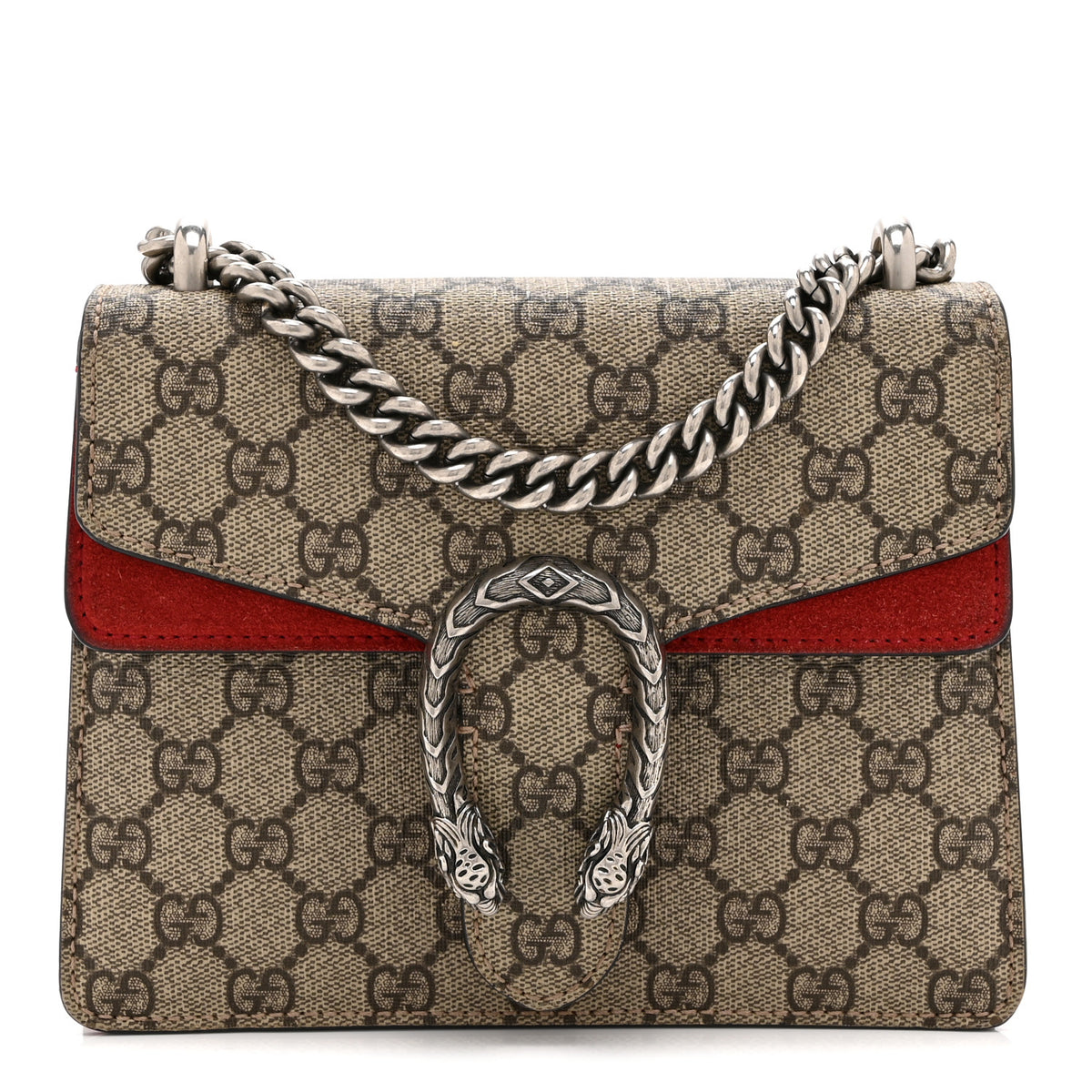 GG Supreme Monogram Mini Dionysus Shoulder Bag Hibiscus Red