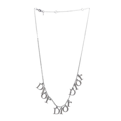 Christian Dior Metal Logo Necklace Silver 3 of 10