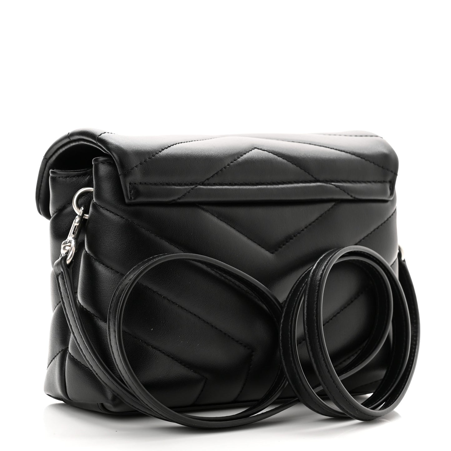 Calfskin Y Quilted Monogram Toy Loulou Crossbody Bag Black