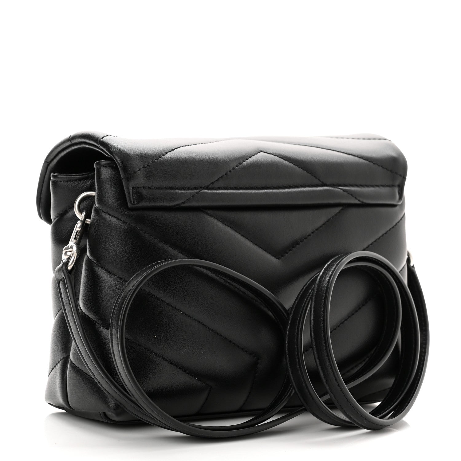 Saint Laurent Calfskin Y Quilted Monogram Toy Loulou Crossbody Bag Black 3 of 12