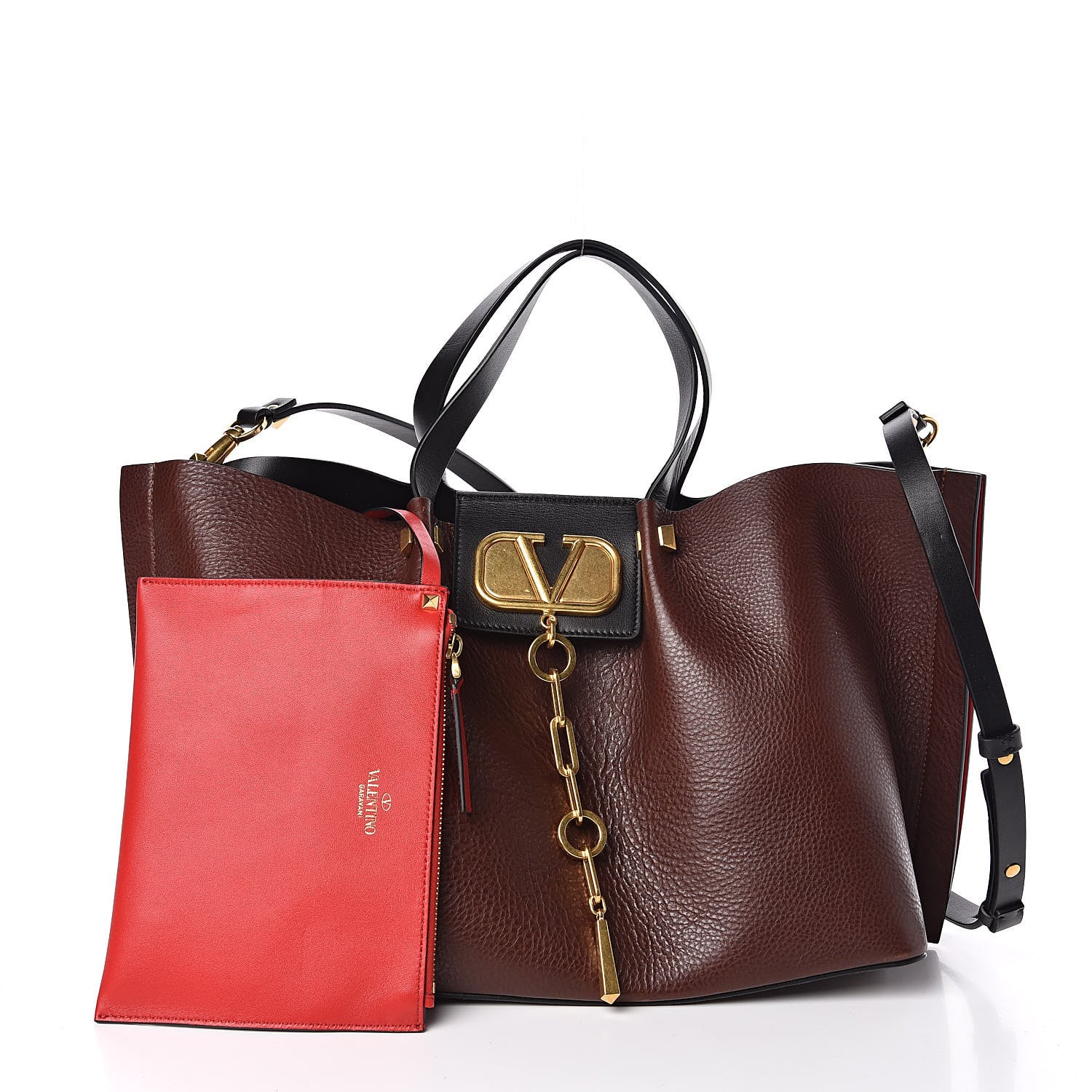 Valentino Garavani Grainy Calfskin Medium VLogo Escape Shopper Rubin 8 of 9