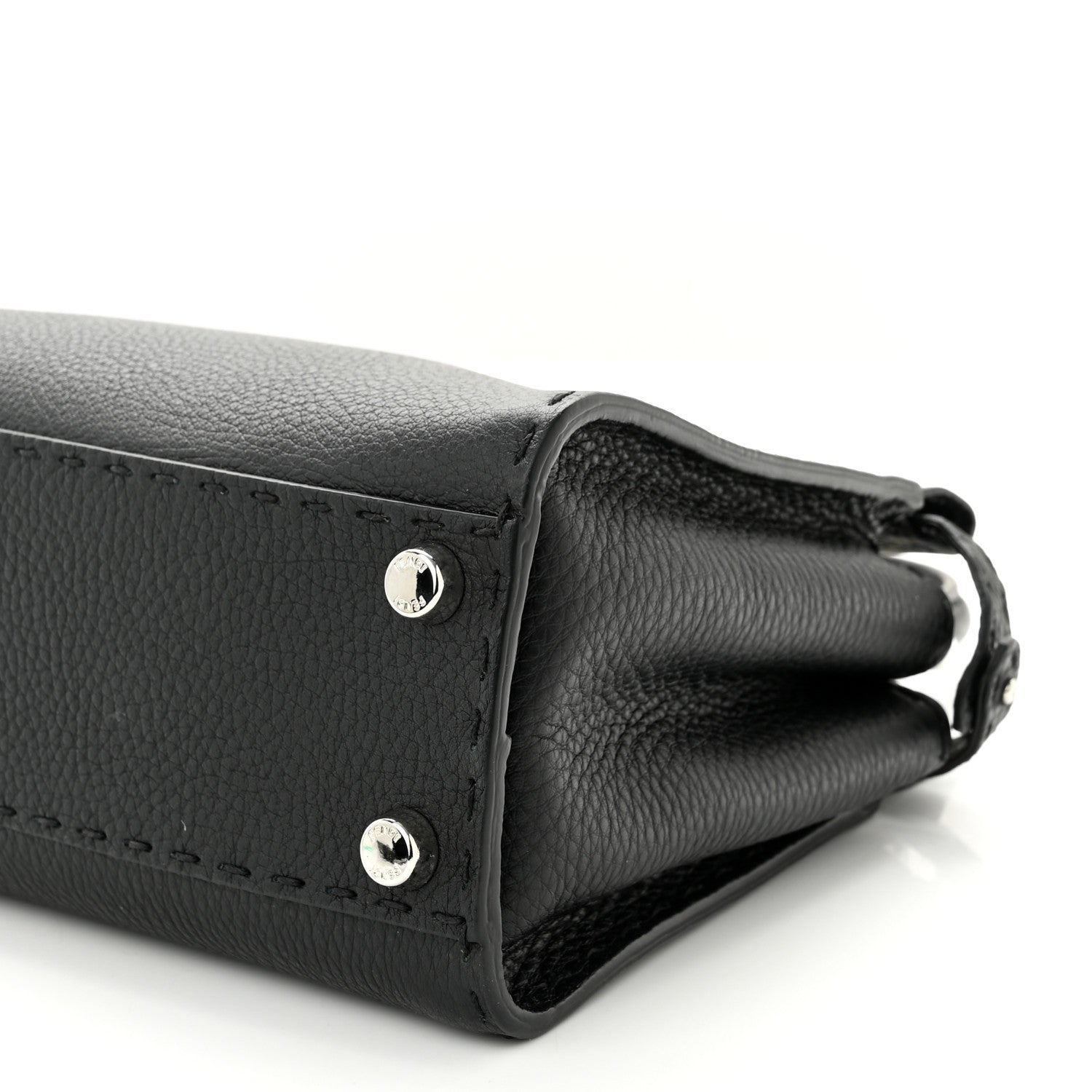 Fendi Cuoio Romano Selleria Bi-Color Mini Peekaboo Iconic Satchel Black Mou 12 of 12