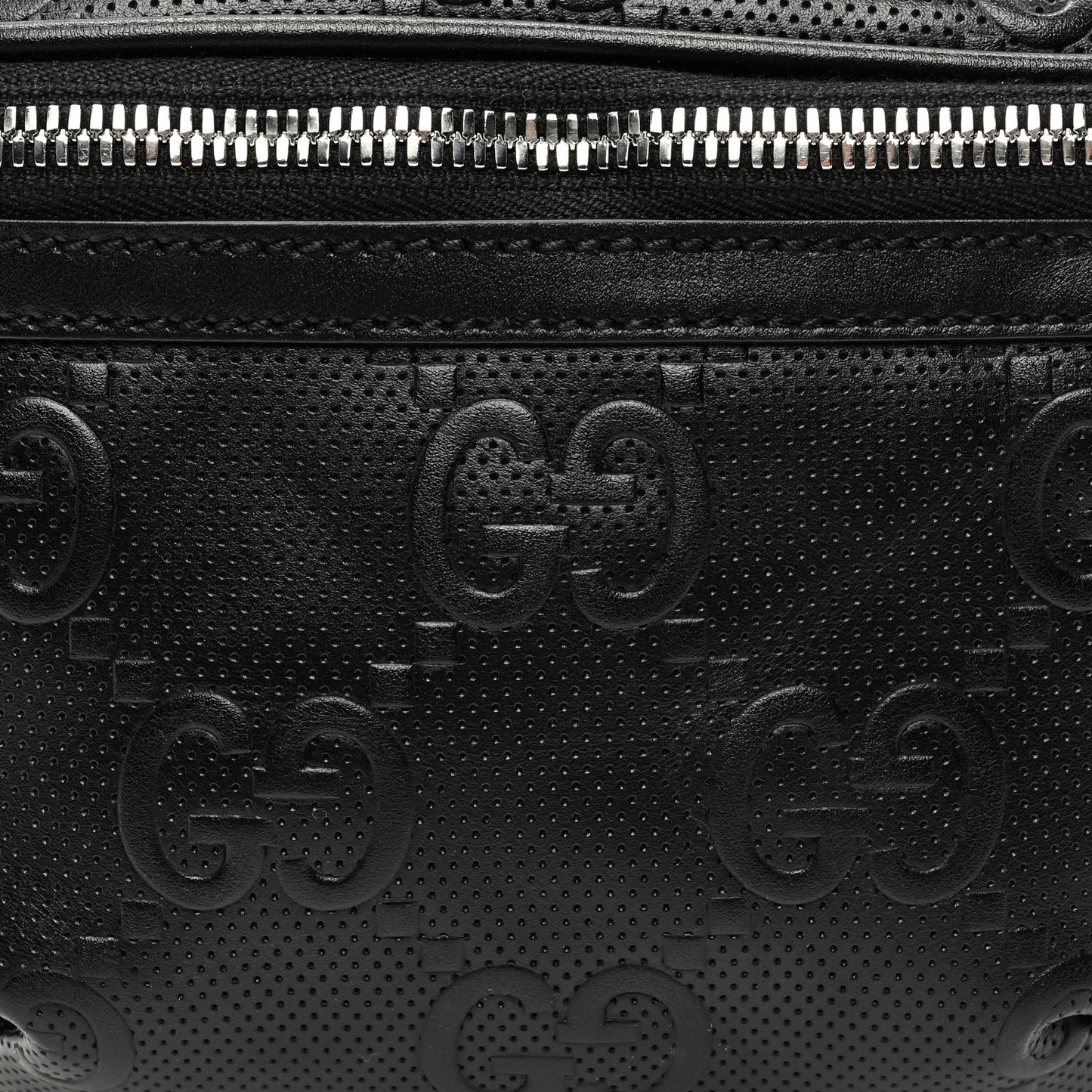 Calfskin GG Tennis Embossed Belt Bag Black