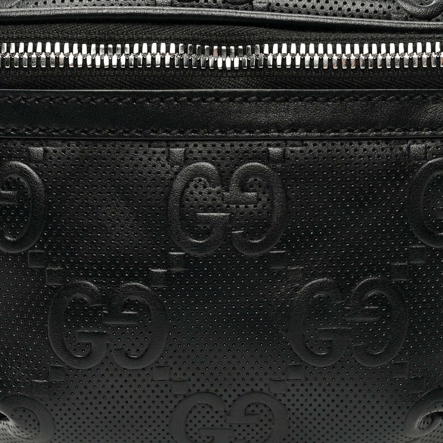Gucci Calfskin GG Tennis Embossed Belt Bag Black 9 of 11