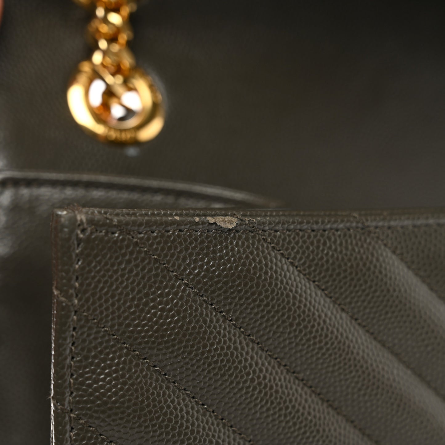 Grain De Poudre Matelasse Chevron Large Monogram Satchel Earth