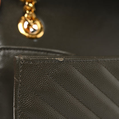 Saint Laurent Grain De Poudre Matelasse Chevron Large Monogram Satchel Earth 8 of 10