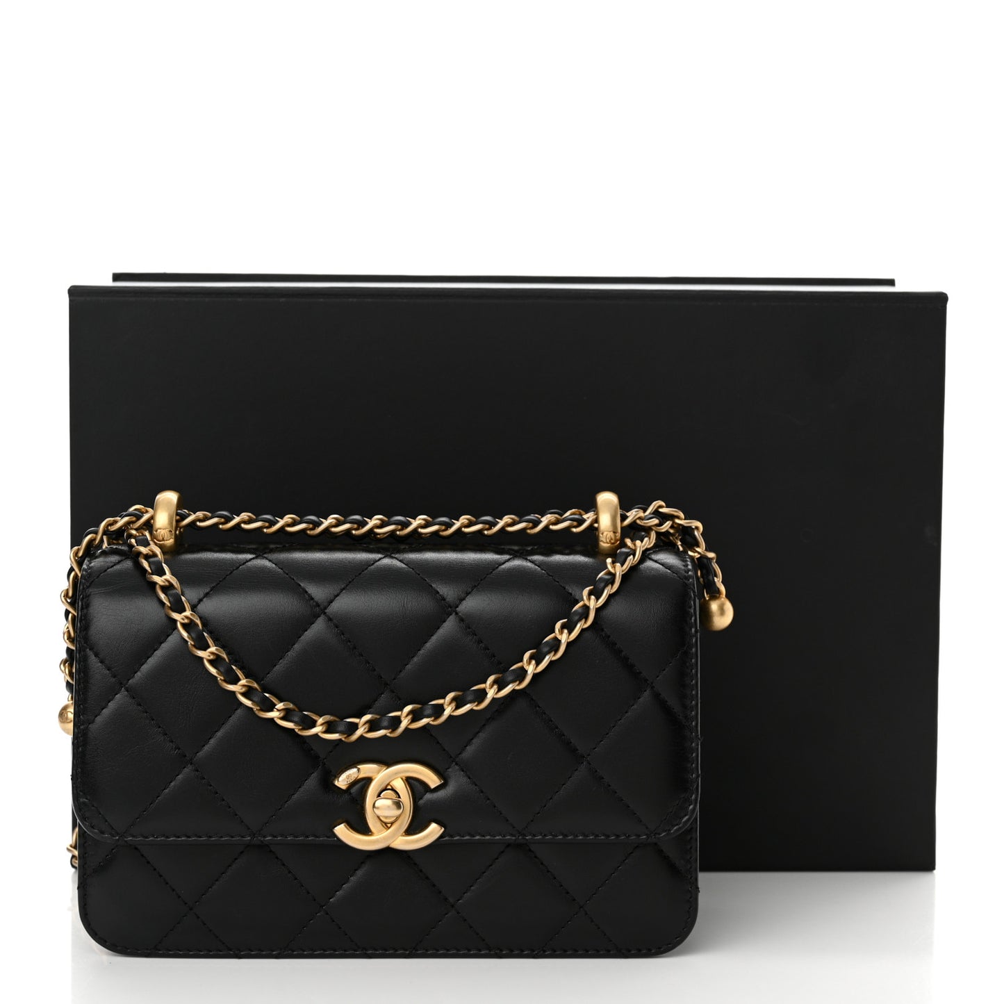 Calfskin Quilted Mini Perfect Fit Flap Black