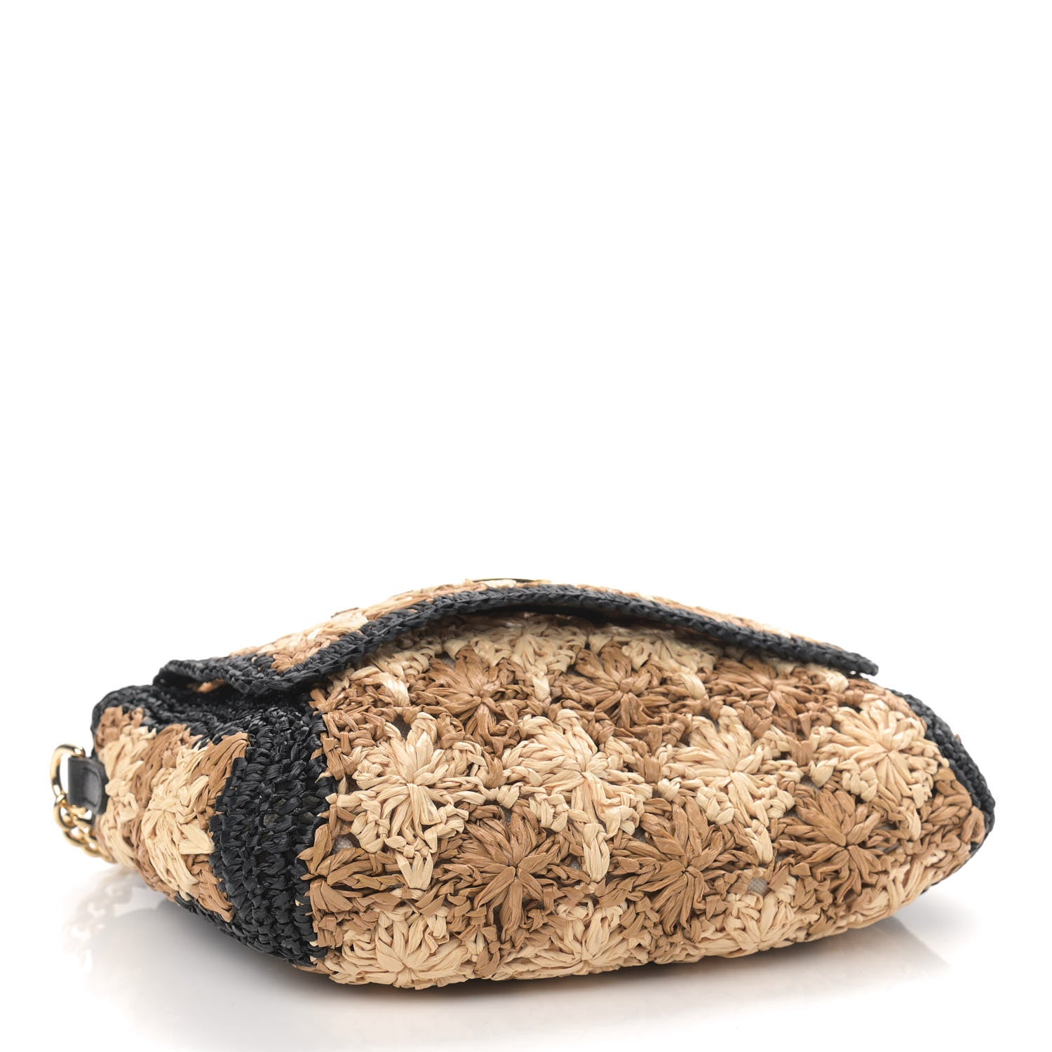 Gucci Raffia Azalea Calfskin Crochet Flower Small GG Marmont Shoulder Bag Natural Ecru Black 4 of 9