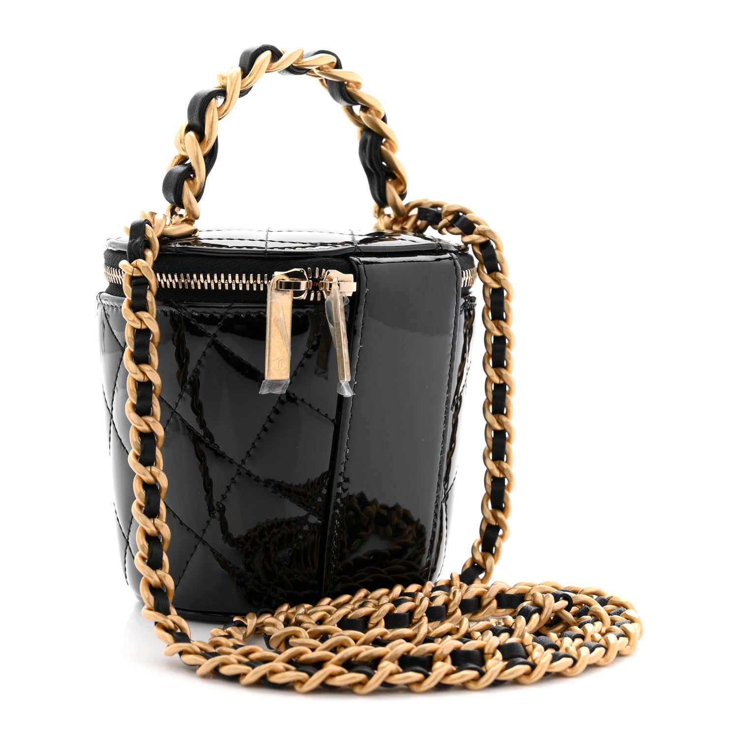 Chanel Patent Quilted Afternoon Tea Top Handle Vanity Case With Chain Black 3 of 11
