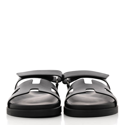 Hermes Calfskin Womens Chypre Sandals 38 Black 2 of 9