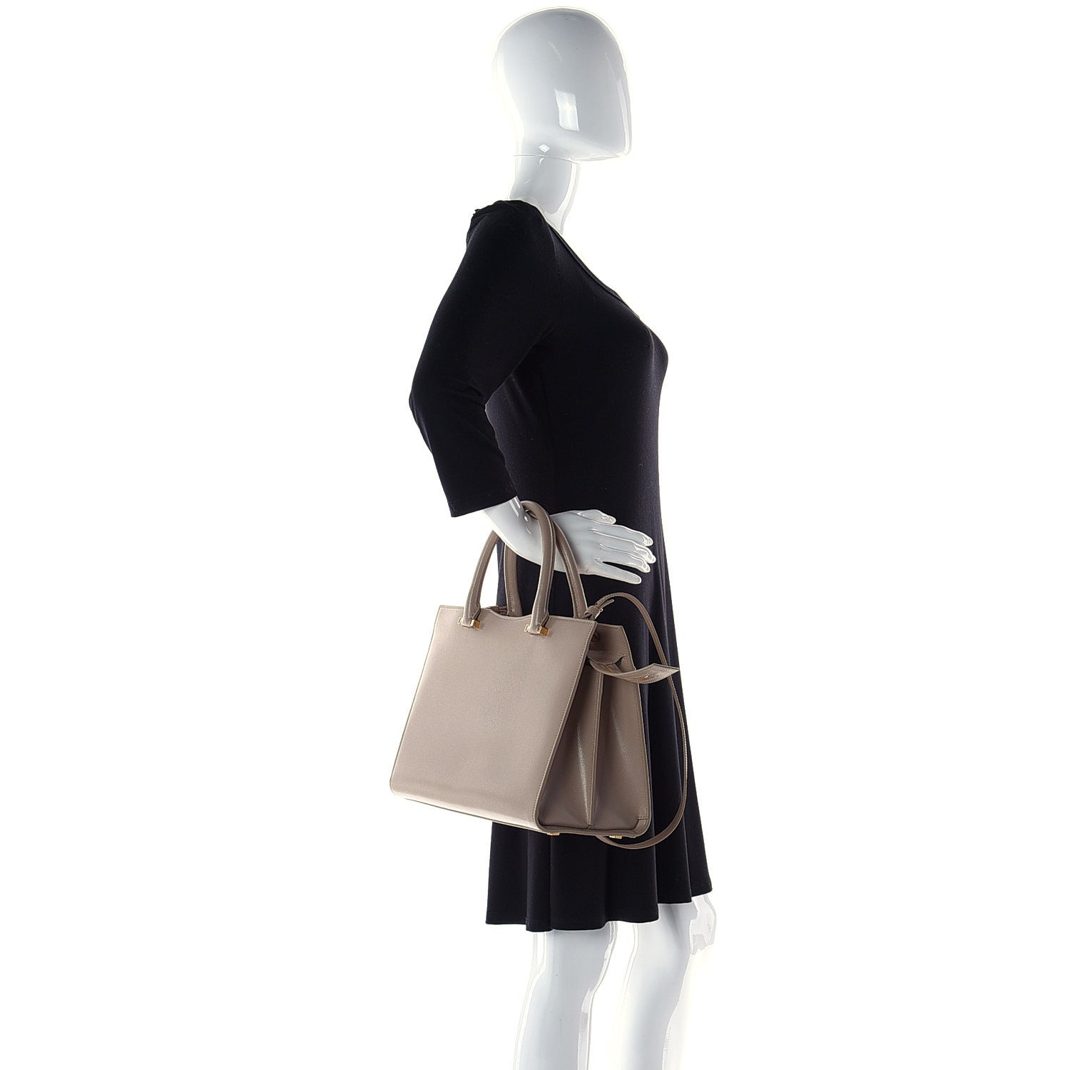 Saint Laurent Grain De Poudre Medium Uptown Tote Beige 4 of 9