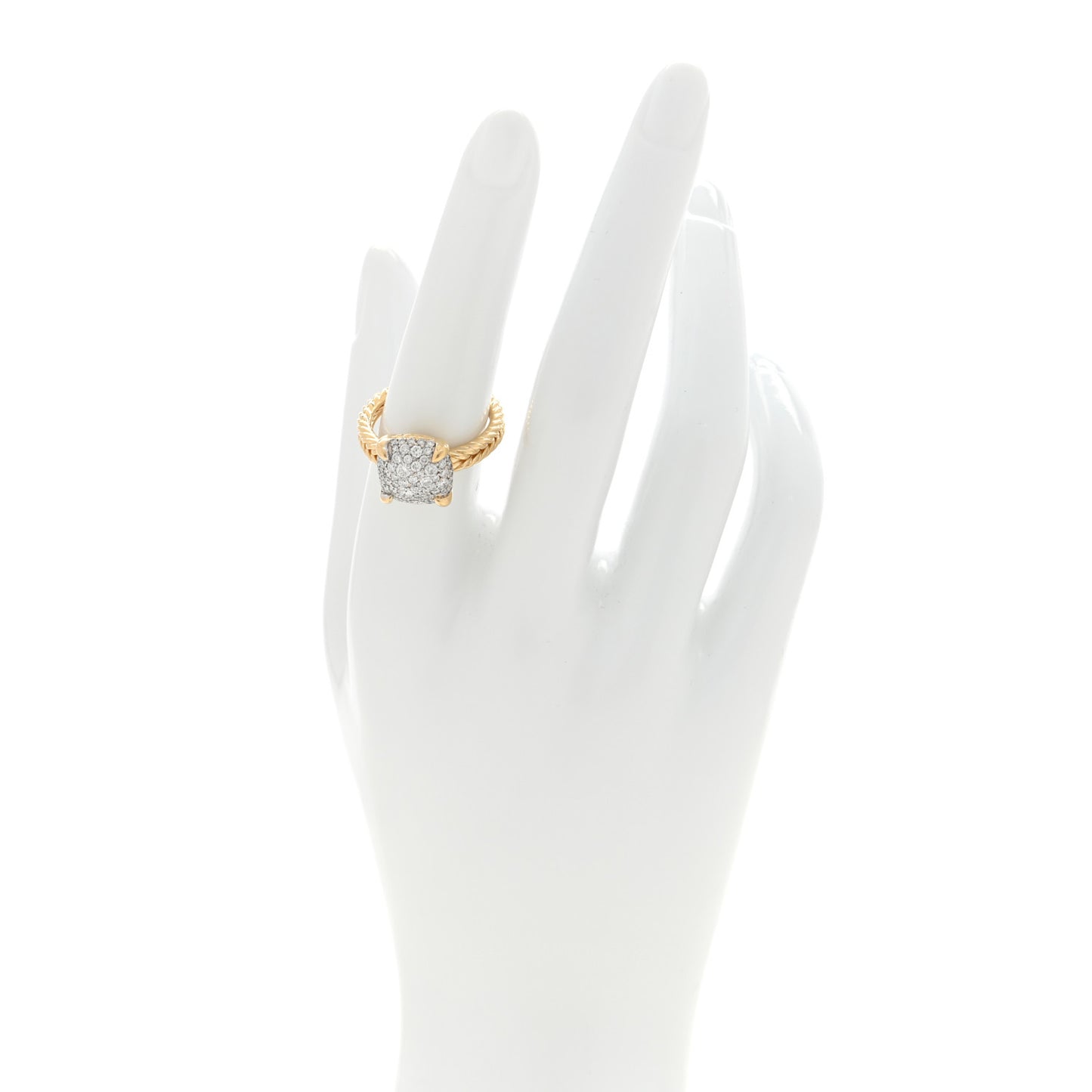18K Yellow Gold Diamond 11mm Chatelaine Full Pave Ring 54 6.75
