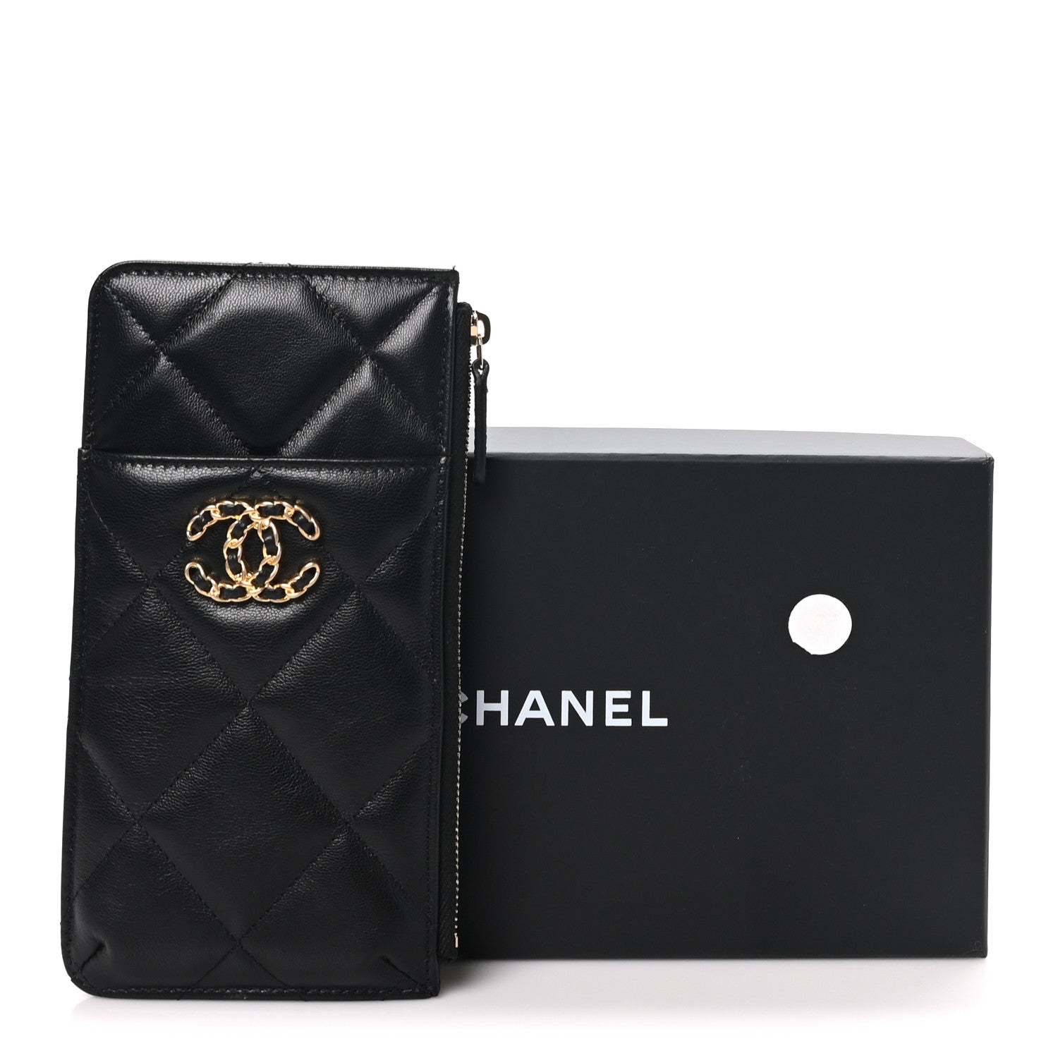 Chanel Lambskin Quilted Chanel 19 Phone and Card Holder Black 9 of 9