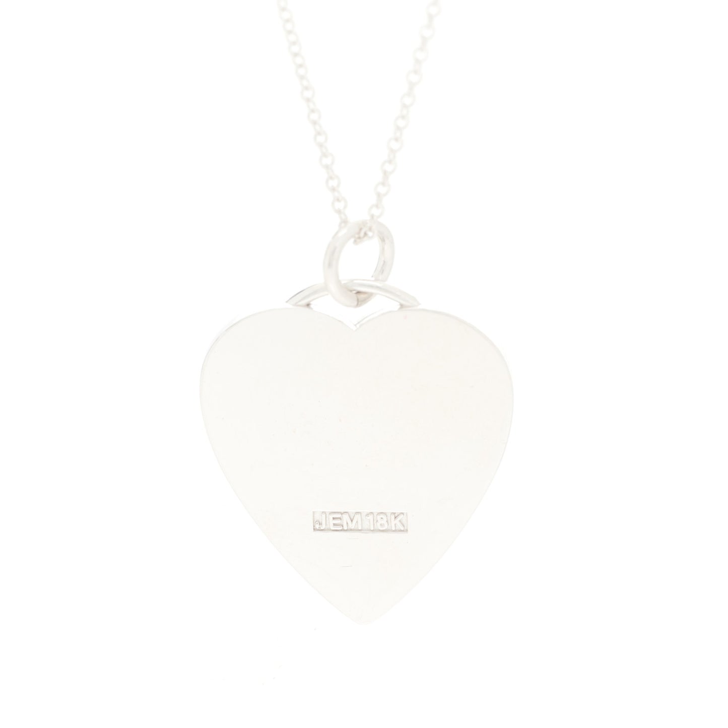 18K White Gold Diamond Black Onyx Heart Pendant Necklace