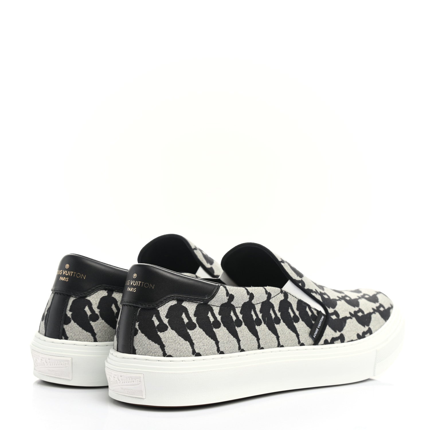 Louis Vuitton X NBA Canvas Logo Trocadero Slip On Sneakers 11 Black White 4 of 9