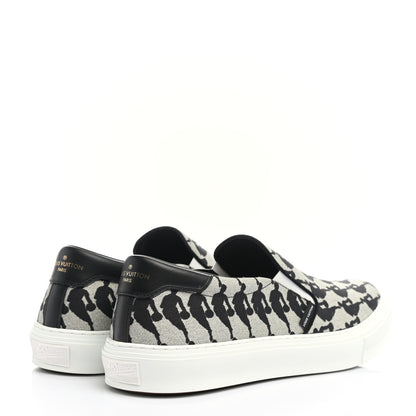 Louis Vuitton X NBA Canvas Logo Trocadero Slip On Sneakers 11 Black White 4 of 9