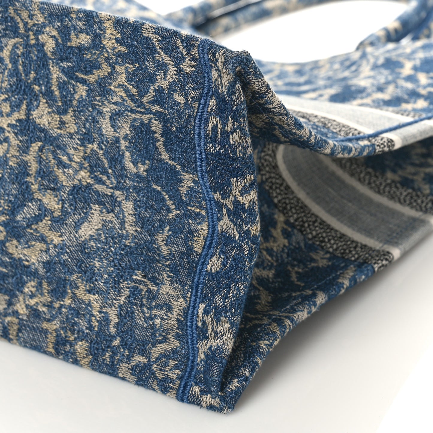 Canvas Embroidered Large Brocart Book Tote Blue