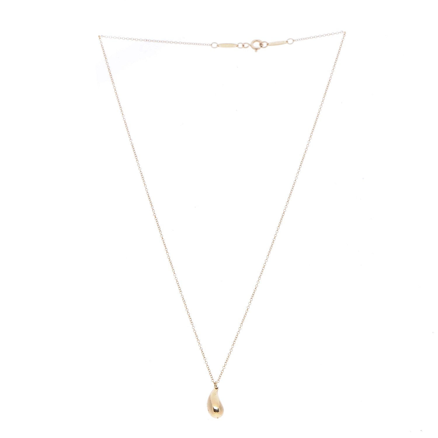 Tiffany 18K Yellow Gold 12mm Elsa Peretti Teardrop Pendant Necklace 3 of 8