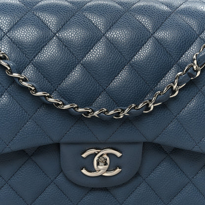 Chanel Caviar Quilted Jumbo Double Flap Blue 9 of 11