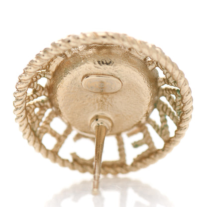 Chanel Pearl CC Round Rope Logo Earrings Gold 4 of 6