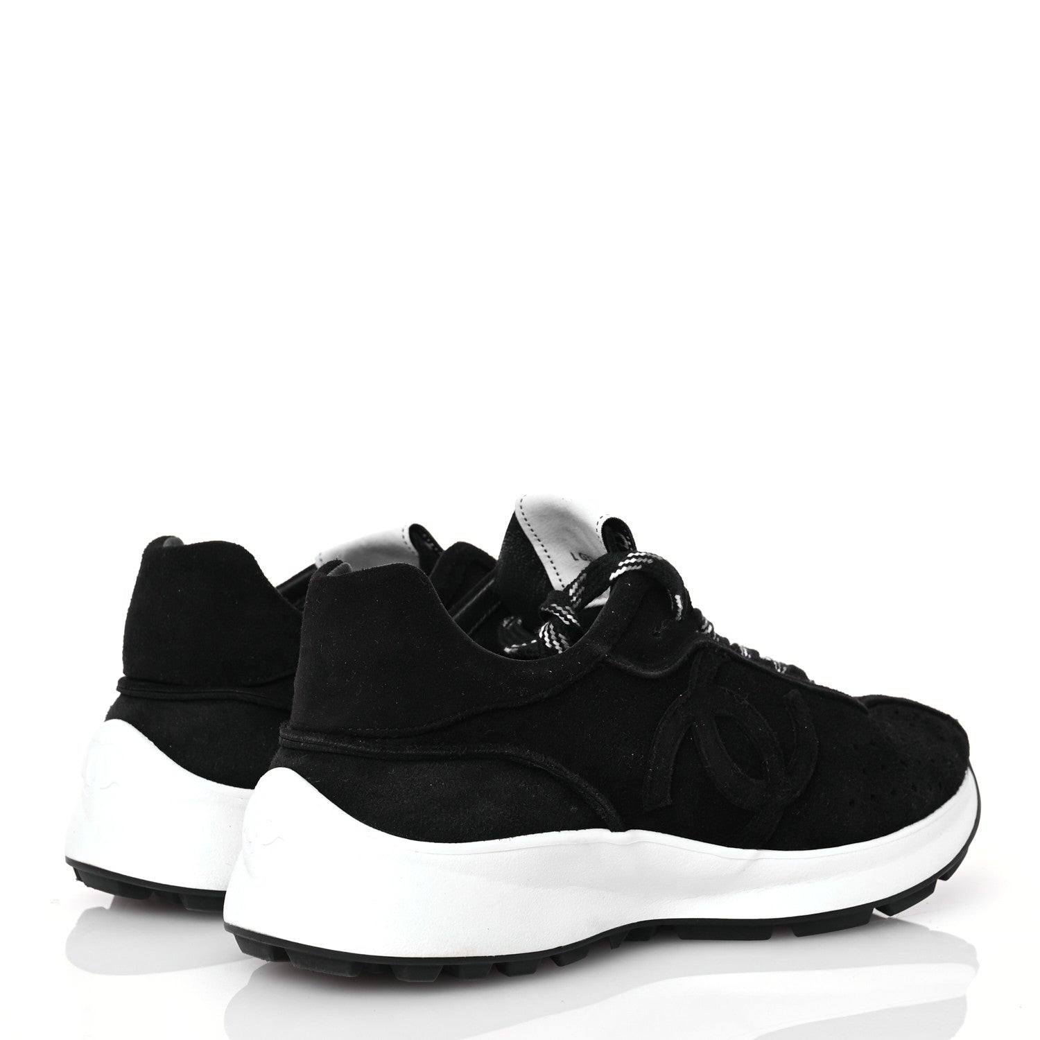 Chanel Suede Goatskin CC Sneakers 37 Black 4 of 13