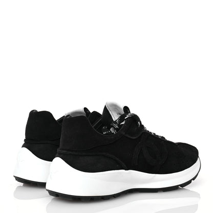 Chanel Suede Goatskin CC Sneakers 37 Black 4 of 13