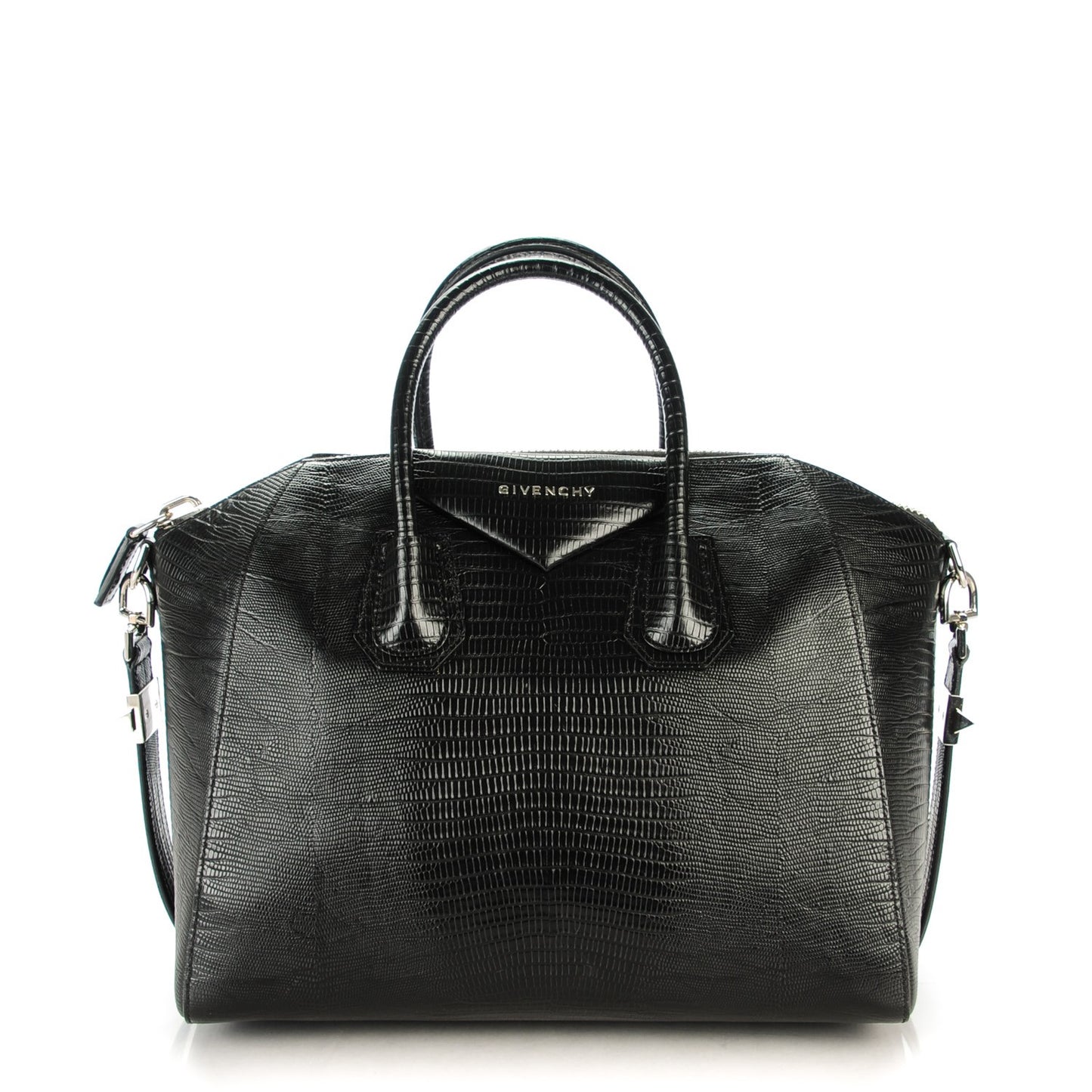 Calfskin Lizard Embossed Medium Antigona Black