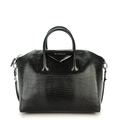 Givenchy Calfskin Lizard Embossed Medium Antigona Black 1 of 7