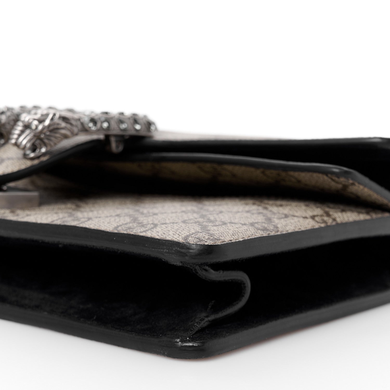 Gucci GG Supreme Monogram Suede Crystal Small Dionysus Shoulder Bag Beige Ebony Black 10 of 10
