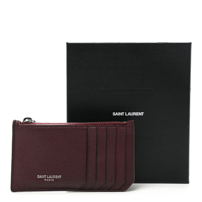 Saint Laurent Grained Calfskin 5 Fragments Zip Pouch Card Holder Burgundy 11 of 11