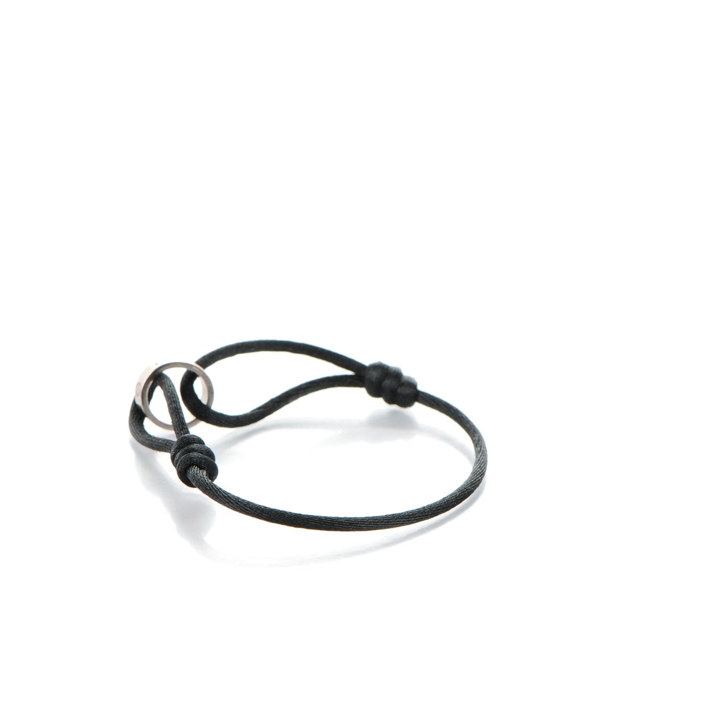 18K White Gold Charity LOVE Adjustable Cord Bracelet Black