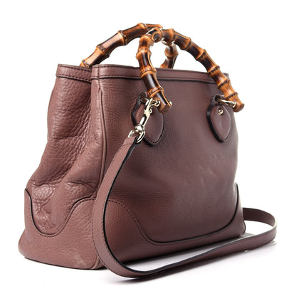 Gucci Pebbled Calfskin Small Diana Bamboo Top Handle Tote Pink Tan 4 of 14