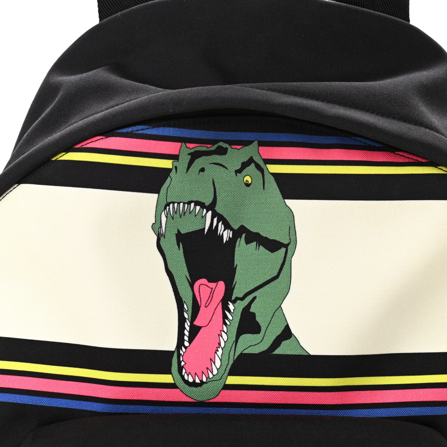 Nylon Twill Dinosaur Print City Backpack Black Multicolor