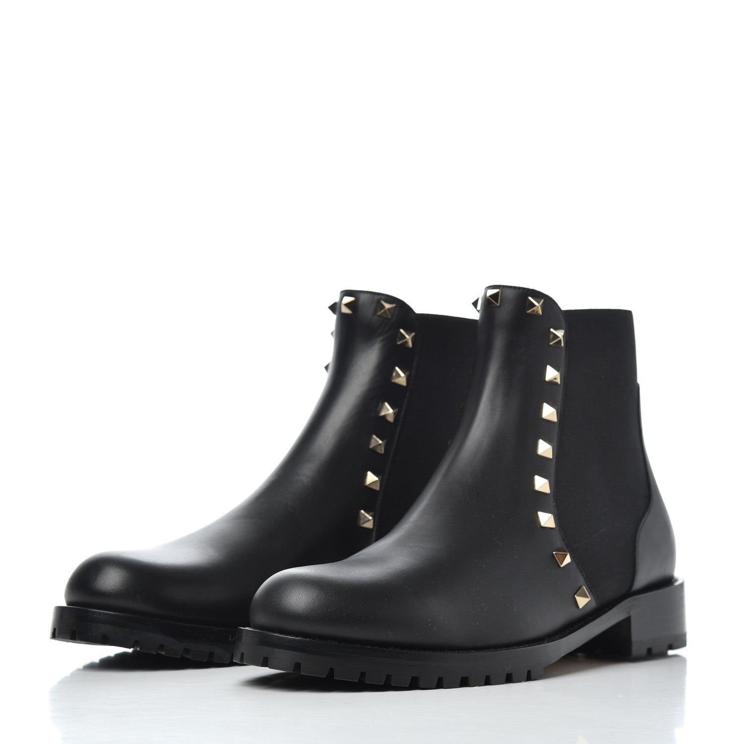 Valentino Garavani Calfskin Rockstud Beatle Chelsea 20mm Ankle Boots 39 Black 3 of 9