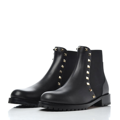 Valentino Garavani Calfskin Rockstud Beatle Chelsea 20mm Ankle Boots 39 Black 3 of 9