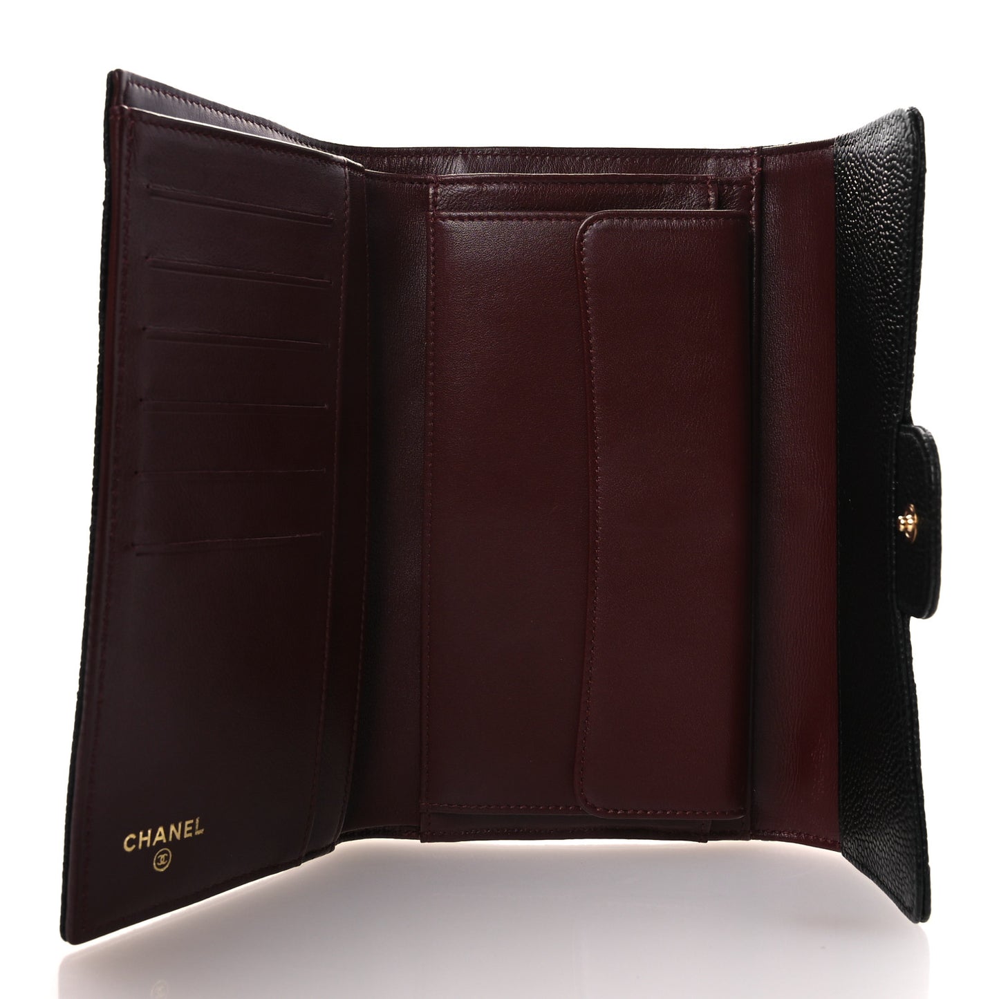 Caviar Quilted Large Flap Wallet Black