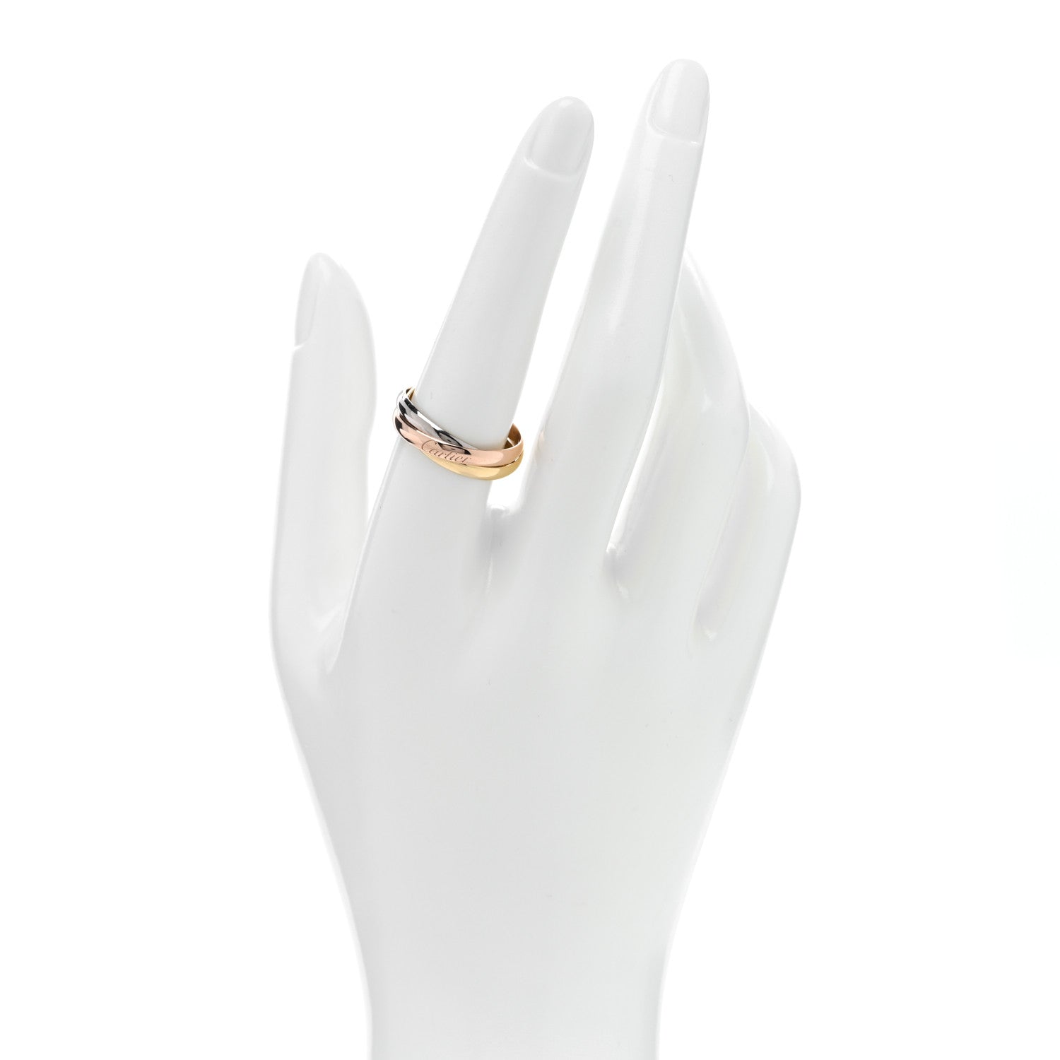 Cartier 18K Pink Yellow White Gold Small Trinity Ring 56 7.5 2 of 5