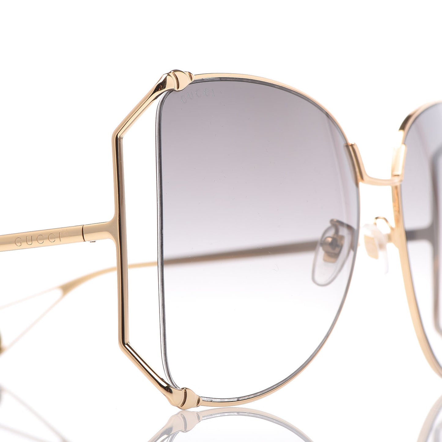 Oversized Round Sunglasses GG0252S Gold Grey