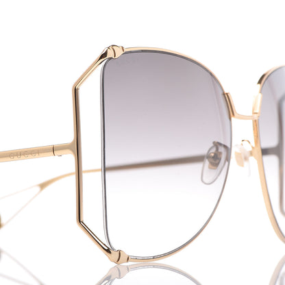 Gucci Oversized Round Sunglasses GG0252S Gold Grey 7 of 8
