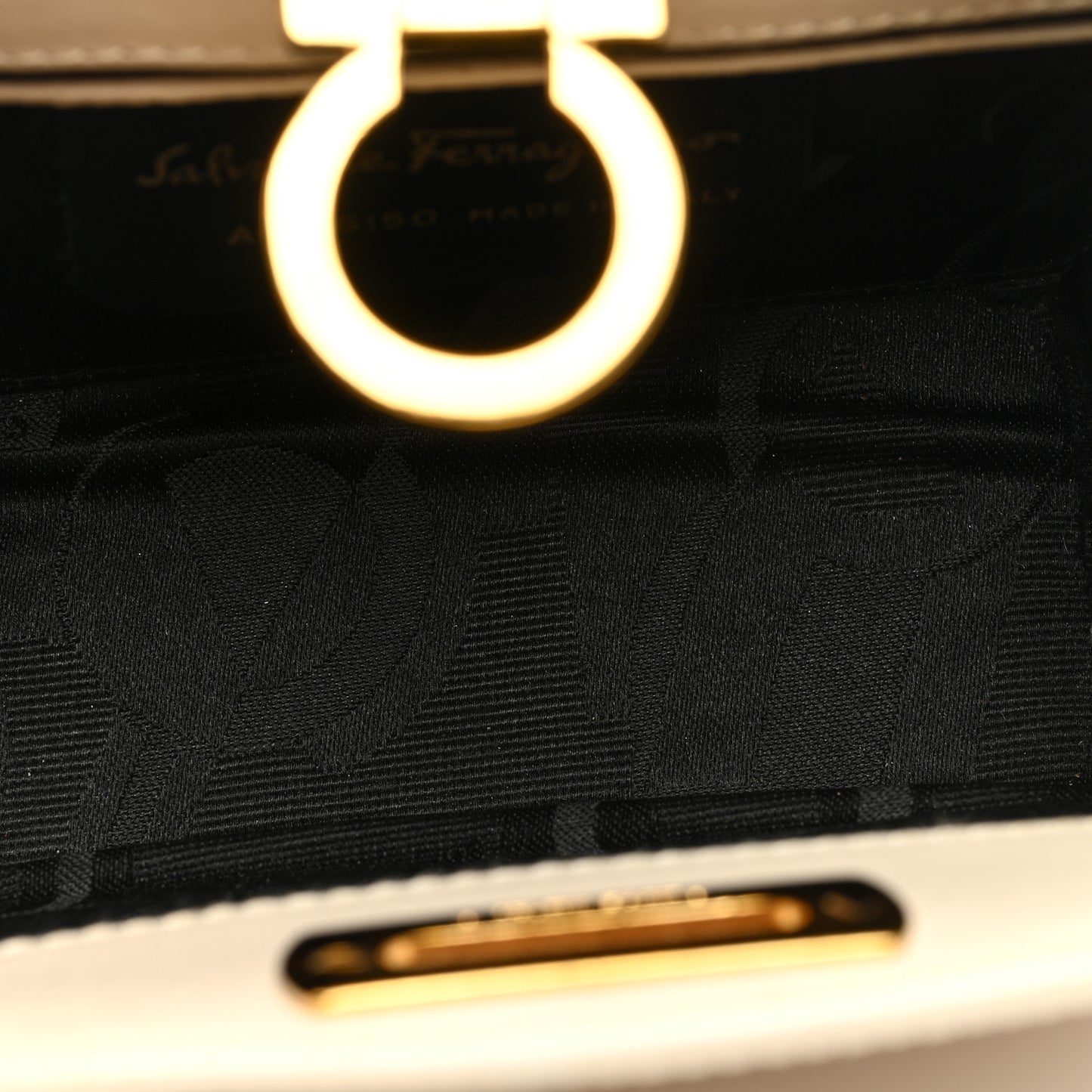 Calfskin Gancini Mini Chain Crossbody Ivory